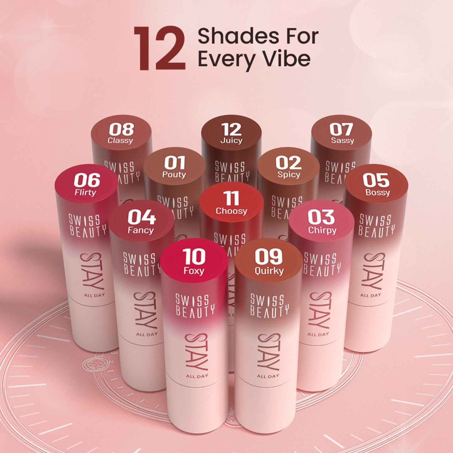 Swiss Beauty Stay All Day Lipstick - 10 Foxy - Distacart