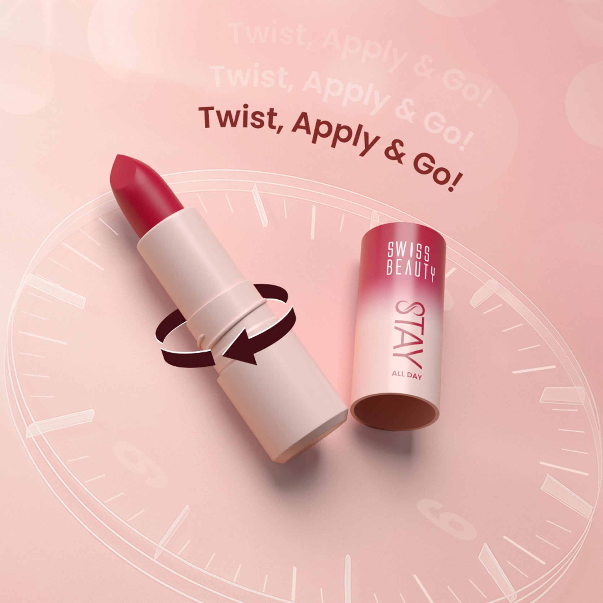 Swiss Beauty Stay All Day Lipstick - 10 Foxy - Distacart
