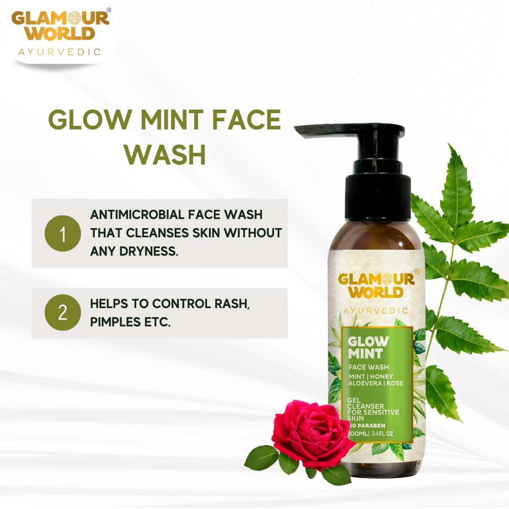 GLAMOUR WORLD AYURVEDIC Glow Mint Face Wash - Distacart
