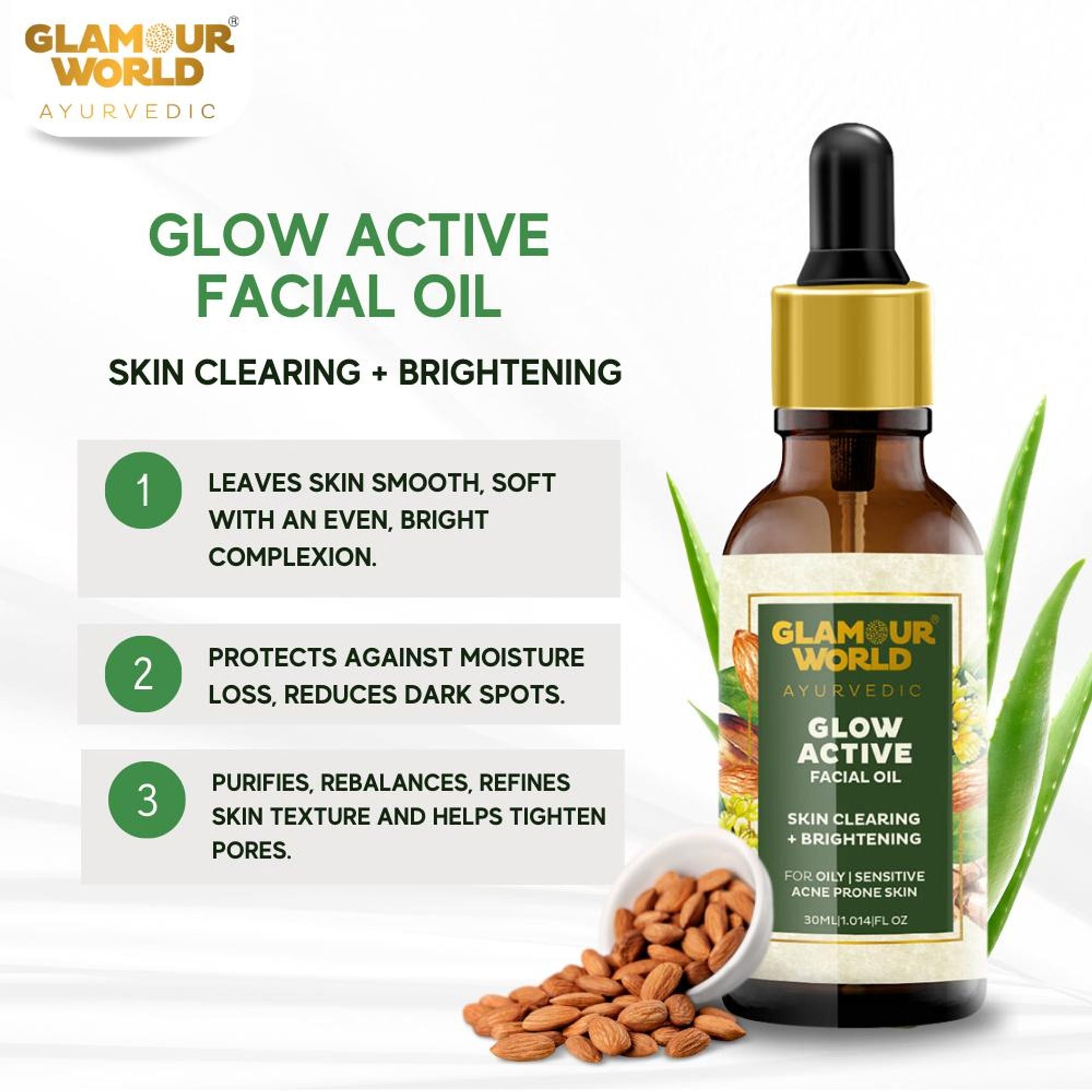 GLAMOUR WORLD AYURVEDIC Glow Active Facial Oil - Distacart