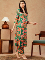 Thumbnail for Kalini Floral Printed Thread Work Regular Straight Kurta With Palazzos - Distacart
