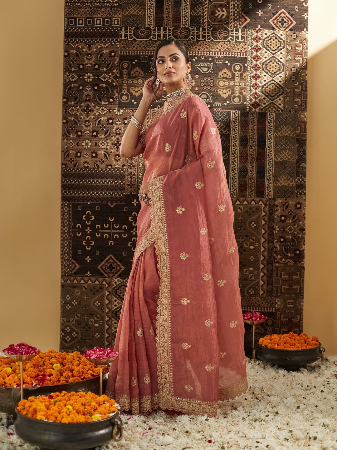 kasee Embellished Zardozi Silk Blend Saree - Distacart