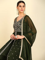 Thumbnail for Soch V Neck Ethnic Motifs Embroidered Pleated Sequinned Kurta Set - Distacart