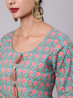 Thumbnail for Aks Paisley Printed Cotton Anarkali Kurta - Distacart
