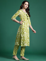 Thumbnail for Indo Era Women Floral Printed Regular Beads and Stones Kurta with Trousers & With Dupatta