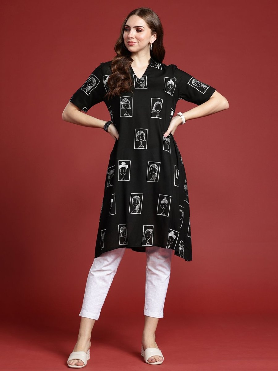 Anouk Women Tribal Print Shirt Collar Kurta - Distacart