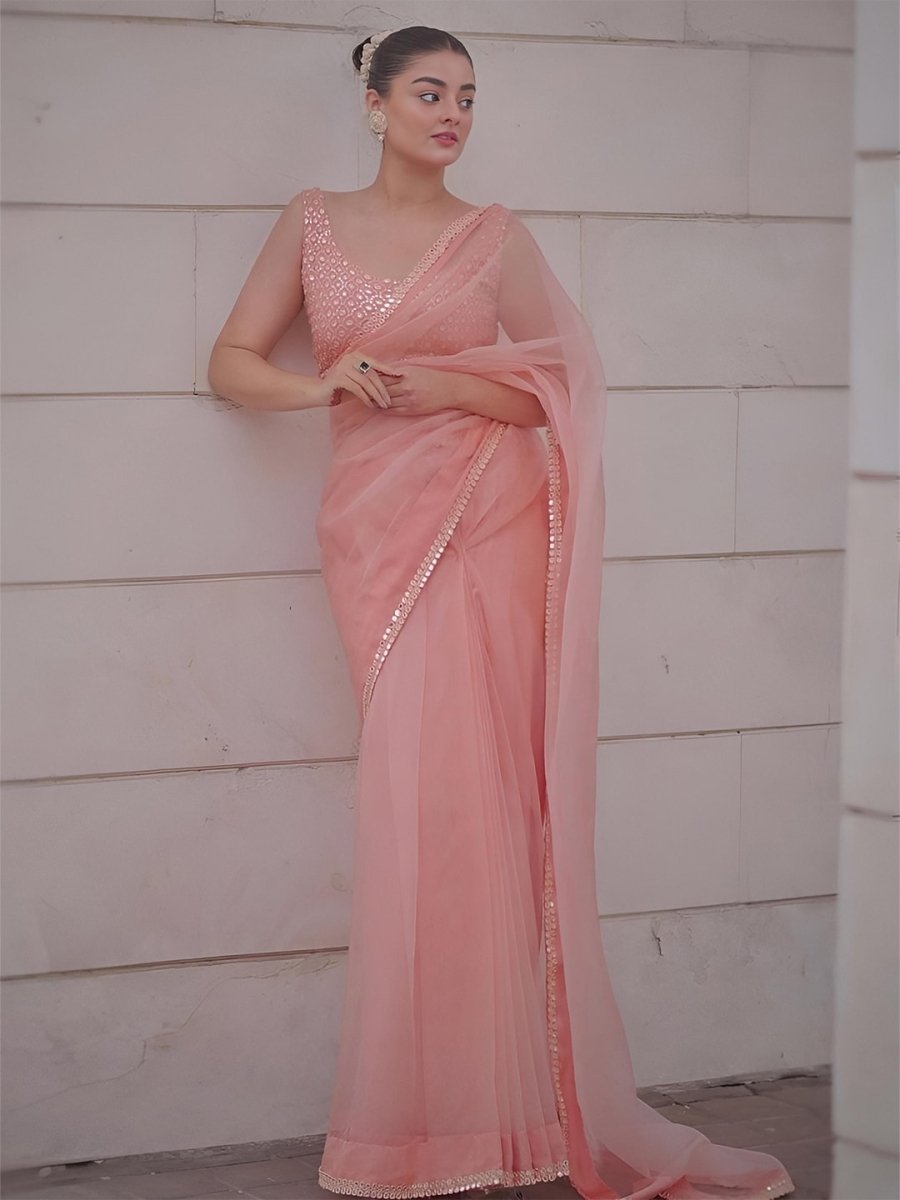 Anouk Sequinned Organza Saree - Distacart