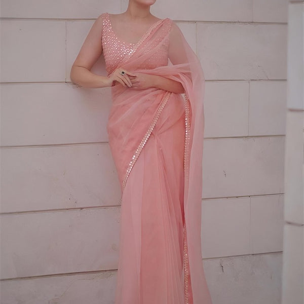 Anouk Sequinned Organza Saree - Distacart