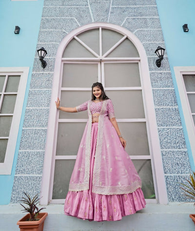 Aastha Fashion Rani Pink Joya Silk Heavy Zari Embroidery Readymade Wedding Lehenga Choli Set
