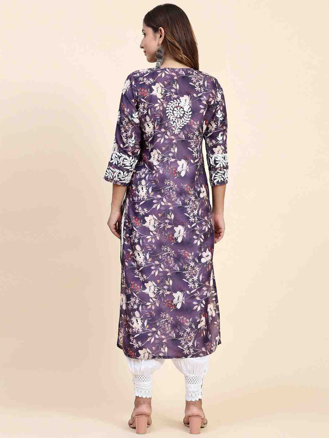 HOUSE OF KARI Floral Printed Chikankari Work Kurta - Distacart