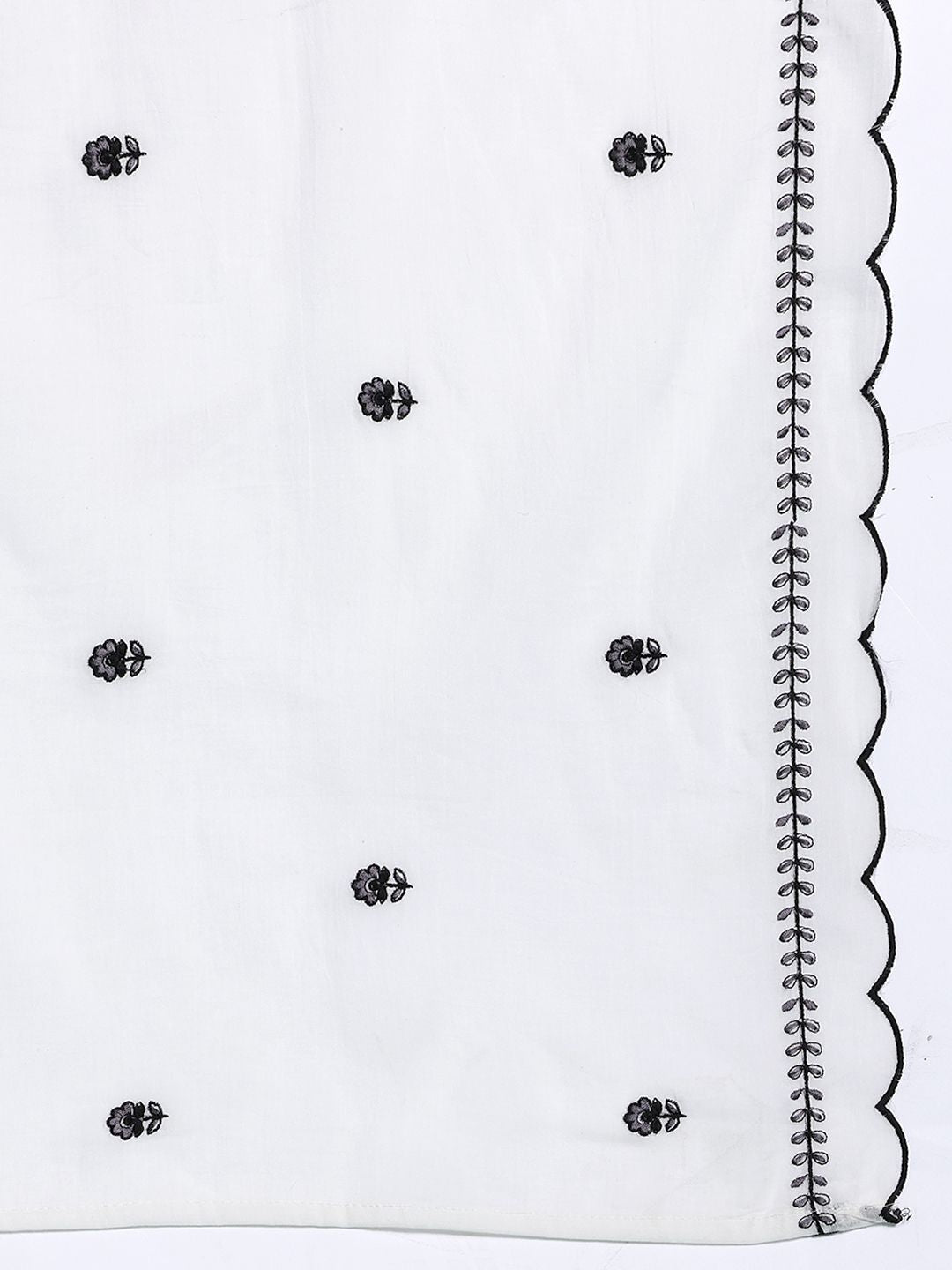 Indo Era Floral Embroidered Pure Cotton Kurta with Trousers & Dupatta