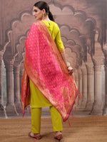 Thumbnail for Vishudh Green Embroidered Straight Kurta with Trouser & Dupatta
