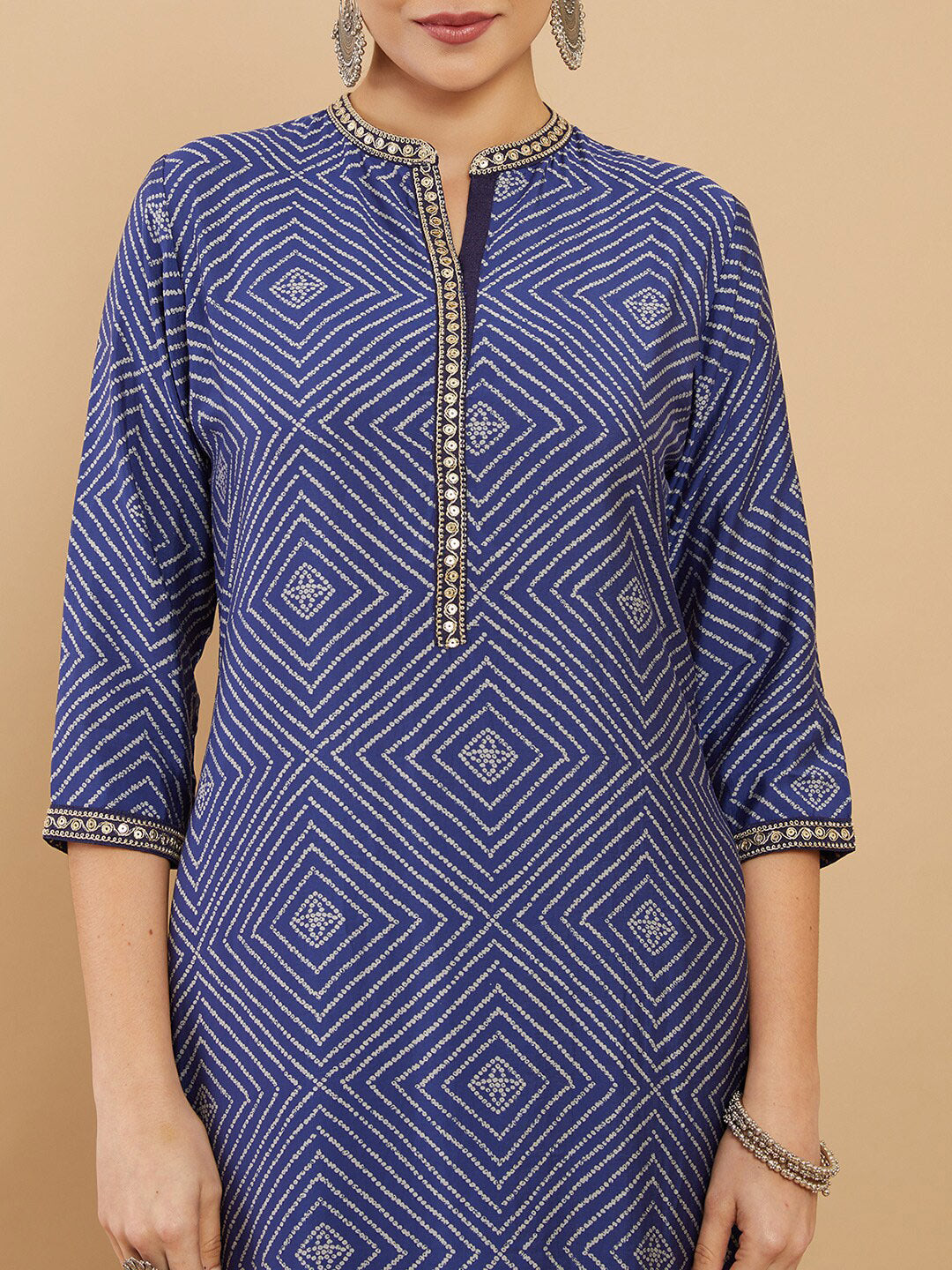 Soch Women Blue Printed Kurta with Palazzos - Distacart