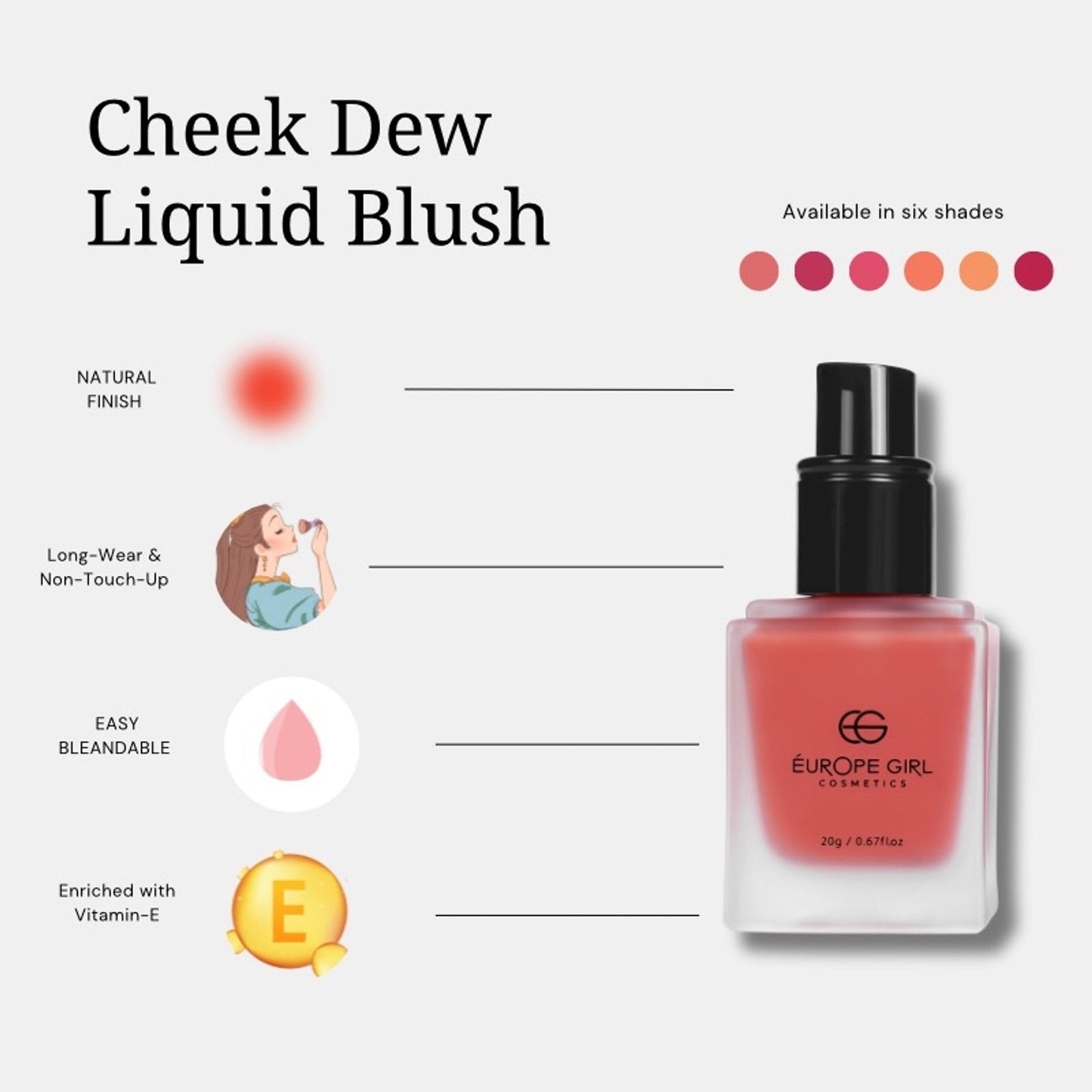 Europe Girl Cheek Dew Liquid Blush - EG-02 Cherry - Distacart
