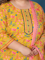 Thumbnail for Swasti Plus Size Floral Printed Pure Cotton Straight Kurta with Palazzos & With Dupatta