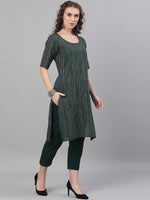 Thumbnail for Aks Striped Round Neck Pure Cotton Straight Kurta And Trousers - Distacart