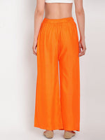Thumbnail for TAG 7 Women Orange & Navy Blue Set of 2 Flared Ethnic Palazzos