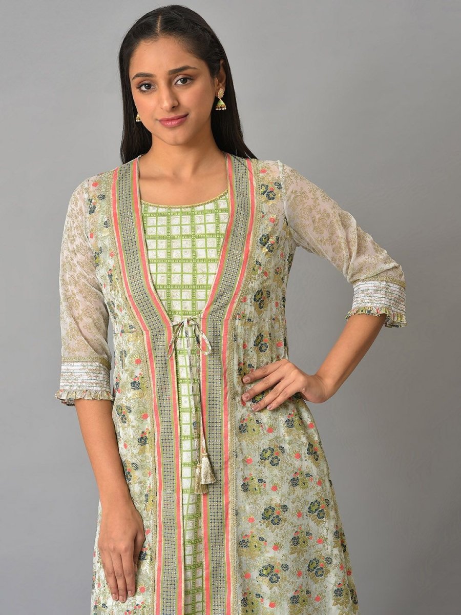 AURELIA Checked Layered Ethnic Dress - Distacart