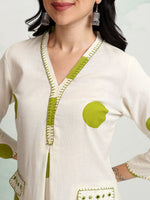 Thumbnail for Vishudh Geometric Printed Thread Work V-Neck Straight Kurta With Palazzos