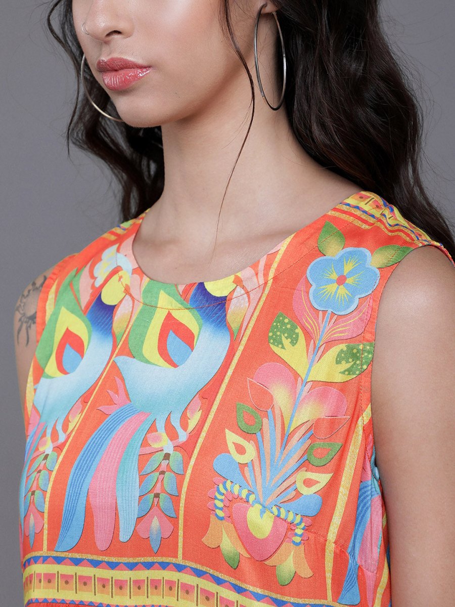 Aks Ethnic Motifs Printed Anarkali Tiered Kurta - Distacart