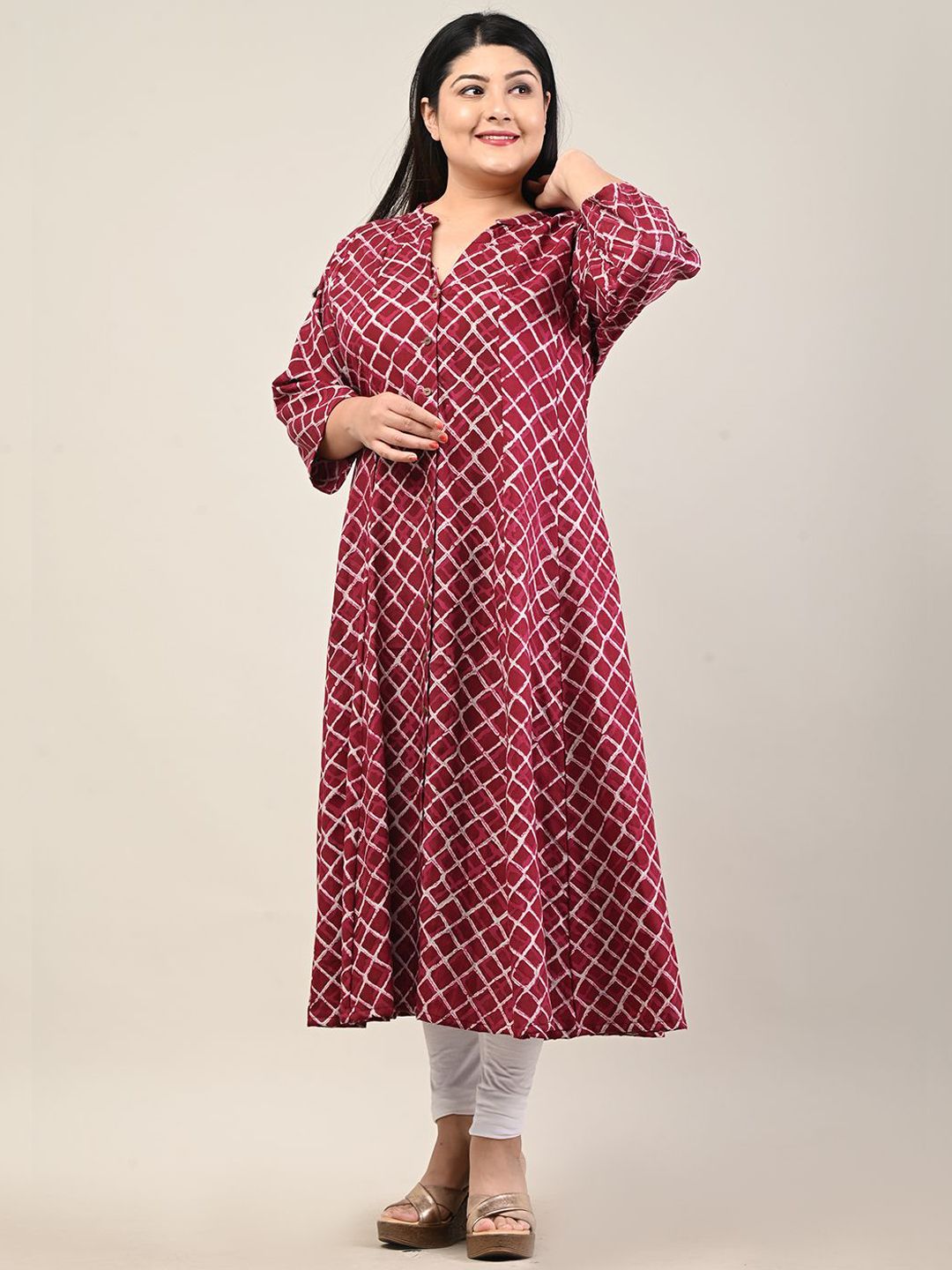 Swasti Geometric Printed Panelled A-Line Kurta