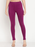 Thumbnail for TAG 7 Women Purple Solid Comfort Fit Ankle Length Leggings - Distacart