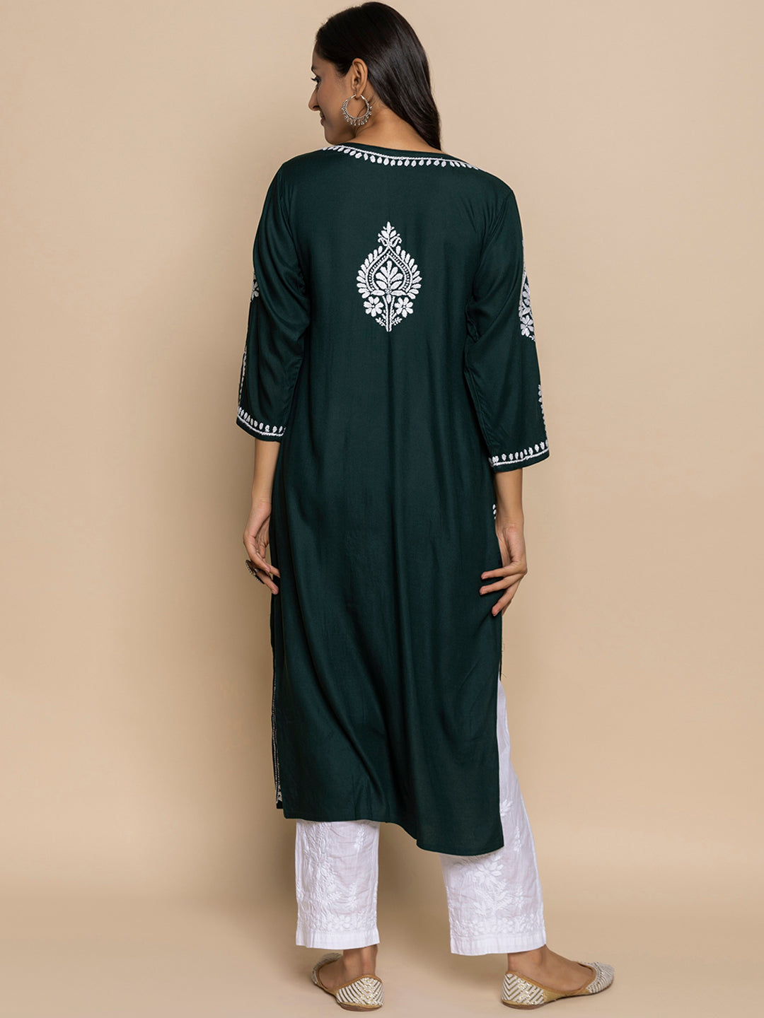 HOUSE OF KARI Chikankari Embroidered Straight Kurta - Distacart