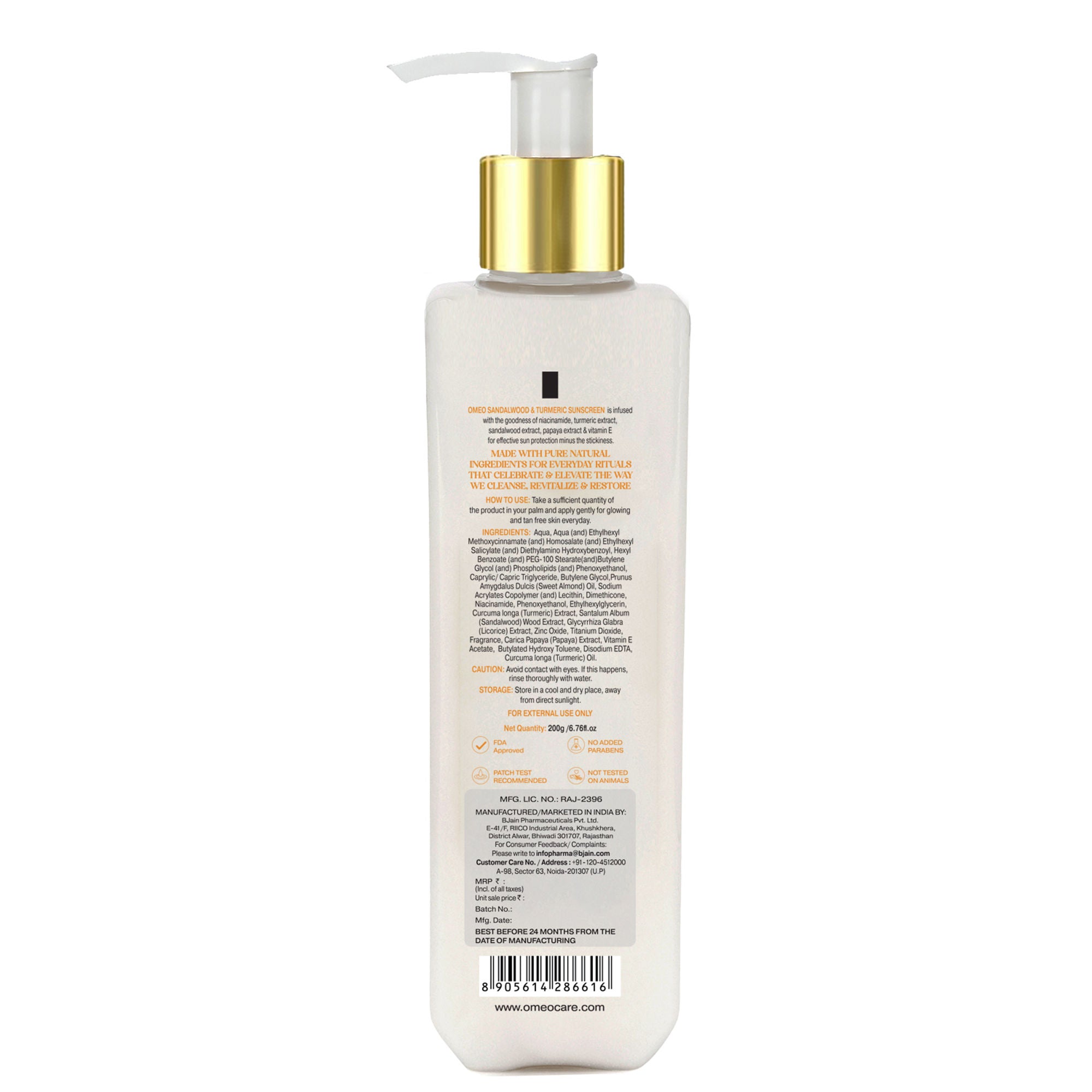 Omeo Sunscreen With Sandalwood, Turmeric, Papaya & Licorice Extract - Dista