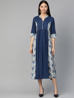 Thumbnail for AURELIA Women Blue Printed Detail Liva Maxi Dress - Distacart