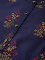Thumbnail for All About You Women Navy Blue Ethnic Motifs Printed Kurta with Trousers & With Dupatta - Distacart