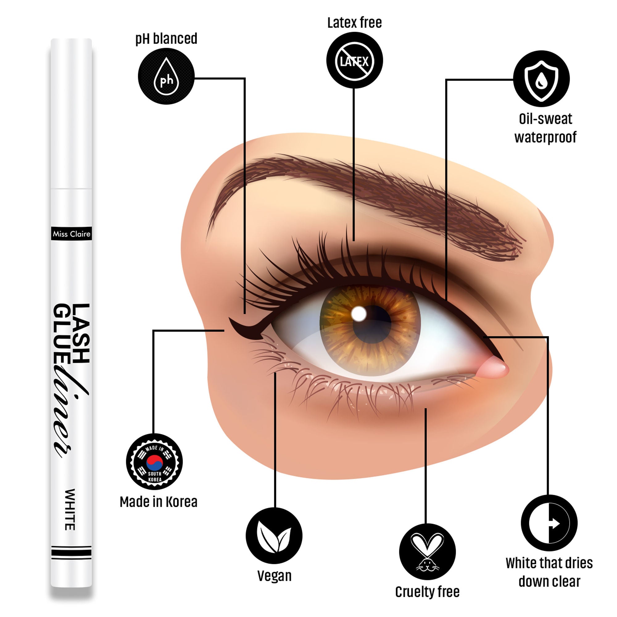 Miss Claire Lashglue Liner - White Transparent