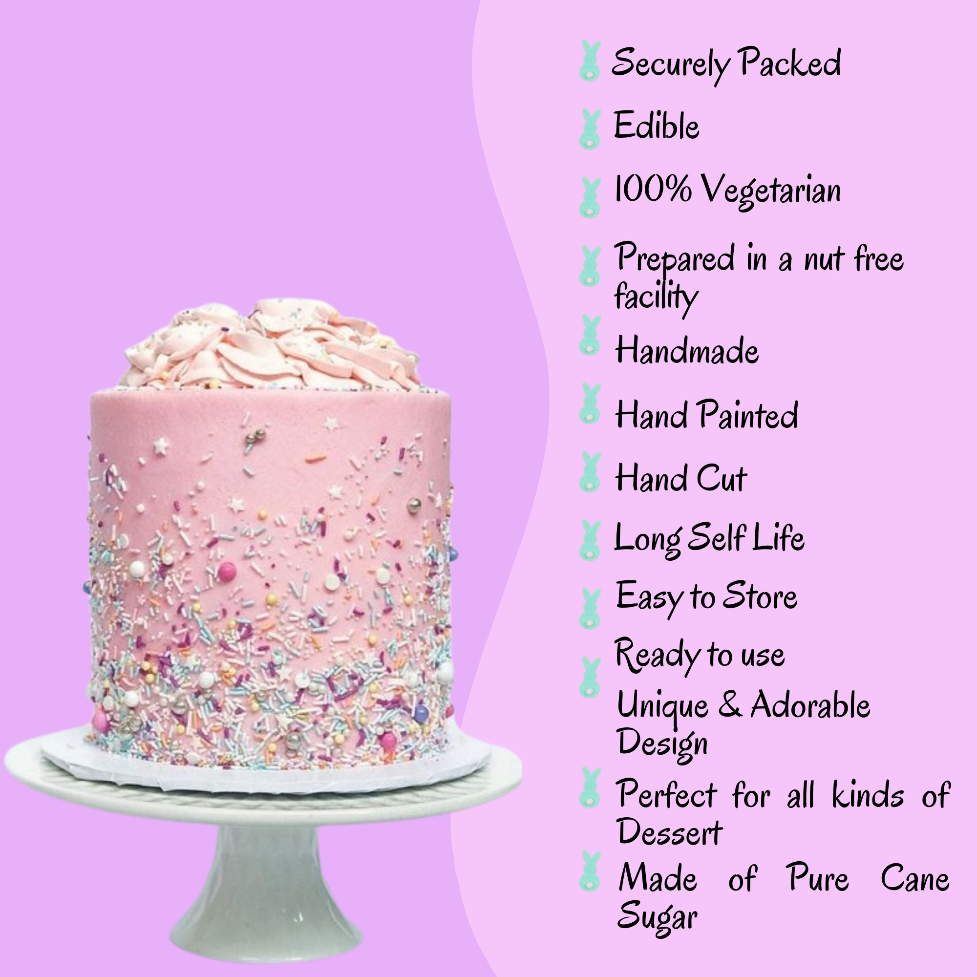 confect bunny sprinkles orange silver and sky blue red sprinkles pack of 5 100gms