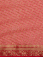 Thumbnail for Anouk Rose Gold & Red Woven Design Zari Pure Georgette Kanjeevaram Saree - Distacart