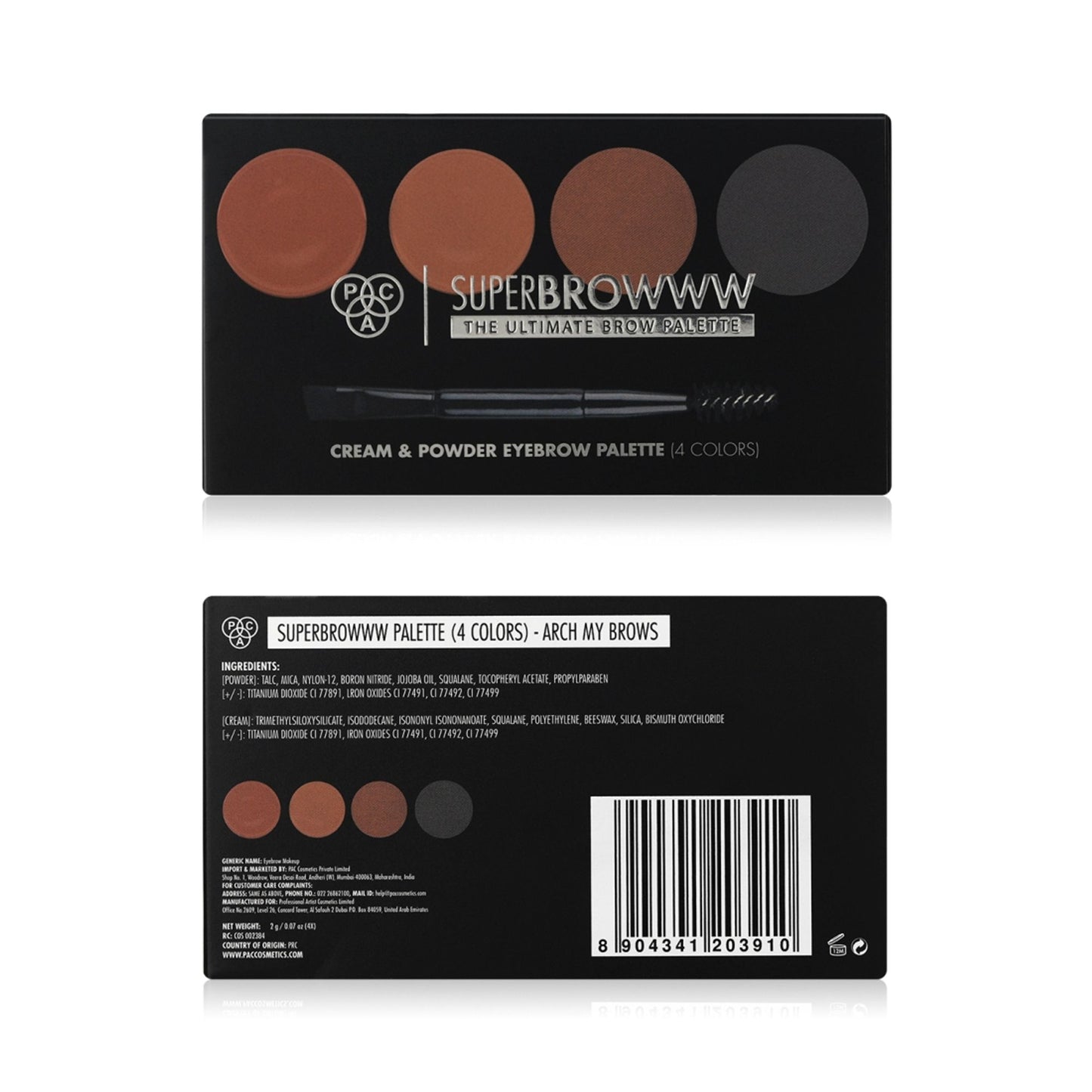 PAC Studio SuperBrowww Palette X4 01 Arch My Brows -Cream & Powder Formula Natural Shades Seamless Blending - Distacart