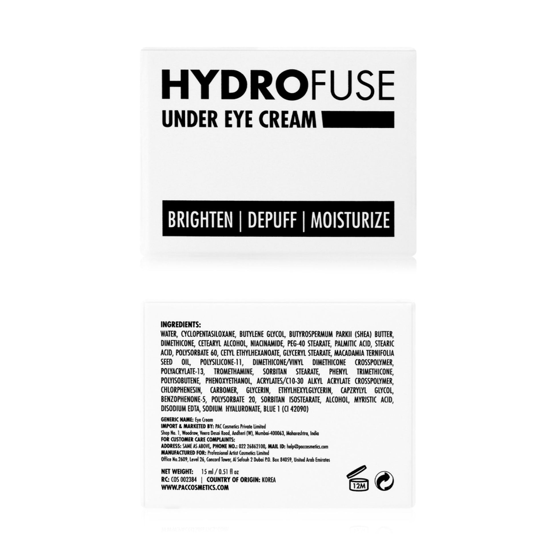 PAC Studio Hydro Fuse Under Eye Cream - Reduces Puffiness & Dark Circles, Brightens, Hydrates & Moisturizes - Distacart