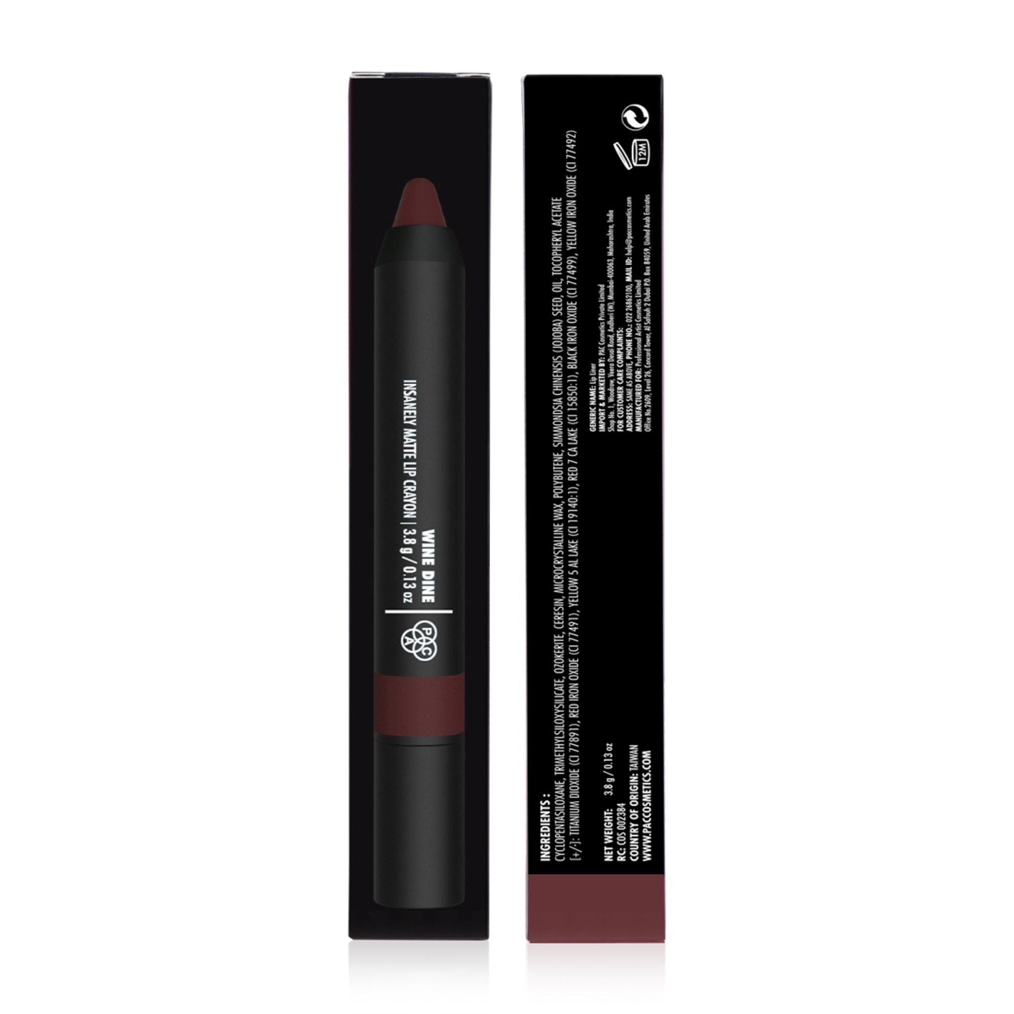 PAC Studio Insanely Matte Lip Crayon - Wine Dine - Distacart