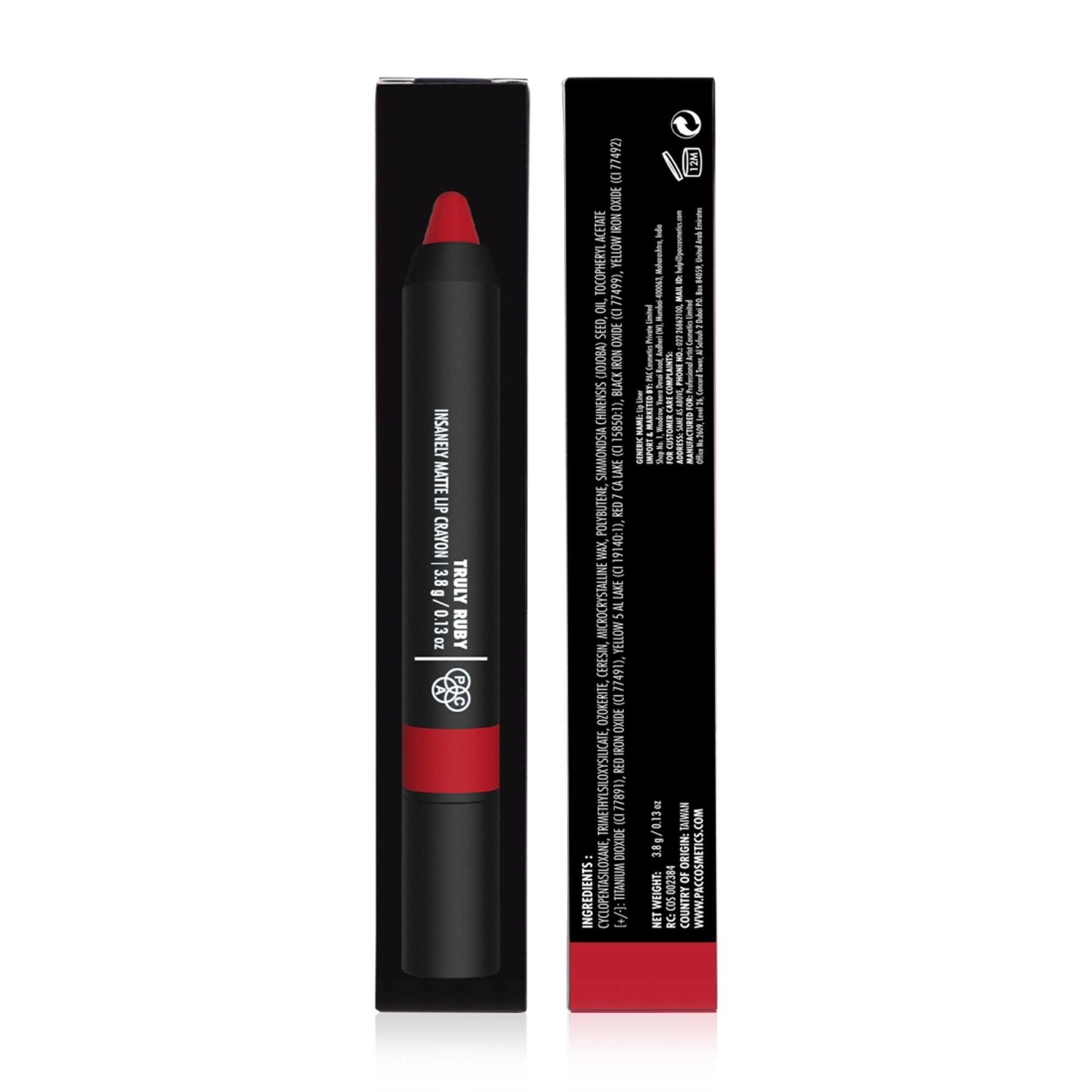 PAC Studio Insanely Matte Lip Crayon - Truly Ruby - Distacart
