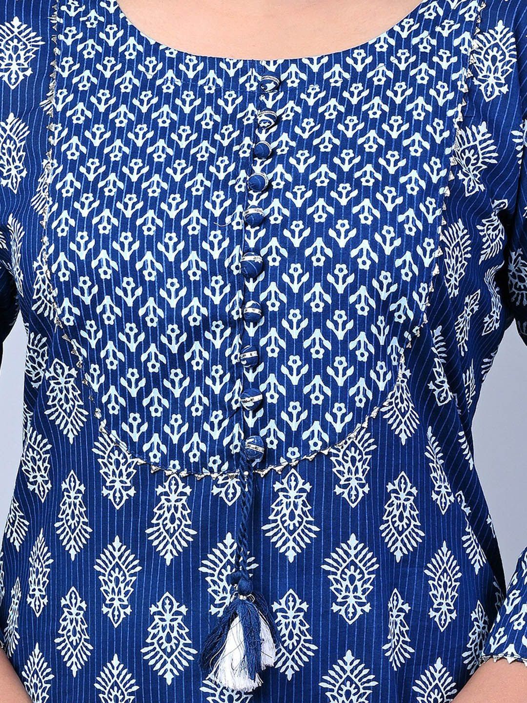 Swasti Women Blue Printed Floral Kurta - Distacart