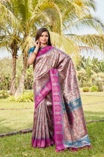 Thumbnail for Vastranavya Boutique Collection Kanjivaram Soft Silk Saree With Unstitched Blouse -  Dark_Peach - Distacart