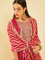 Thumbnail for Soch Bandhani Printed Sequinned Chanderi Silk Kurta & Trousers With Dupatta - Distacart