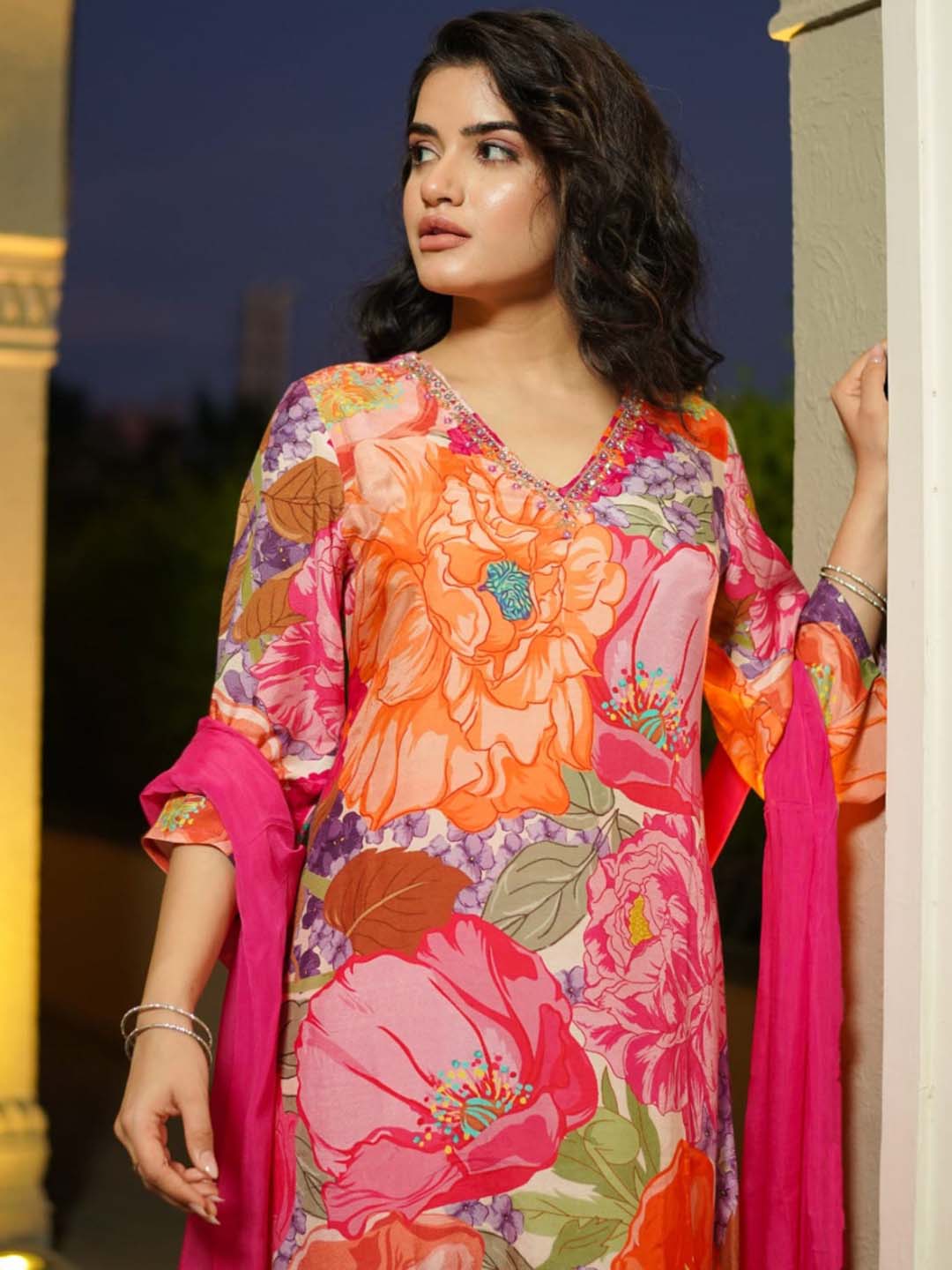 Kalini Women Floral Printed Regular Kurta with Trousers & With Dupatta - Distacart