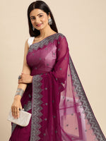 Thumbnail for kasee Embroidered Ethnic Motifs Zari Pure Georgette Saree - Distacart