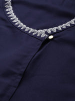 Thumbnail for All About You Women Navy Blue Embroidered Kurta with Trousers - Distacart