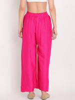Thumbnail for TAG 7 Women Pack Of 2 White & Pink Solid Flared Palazzos