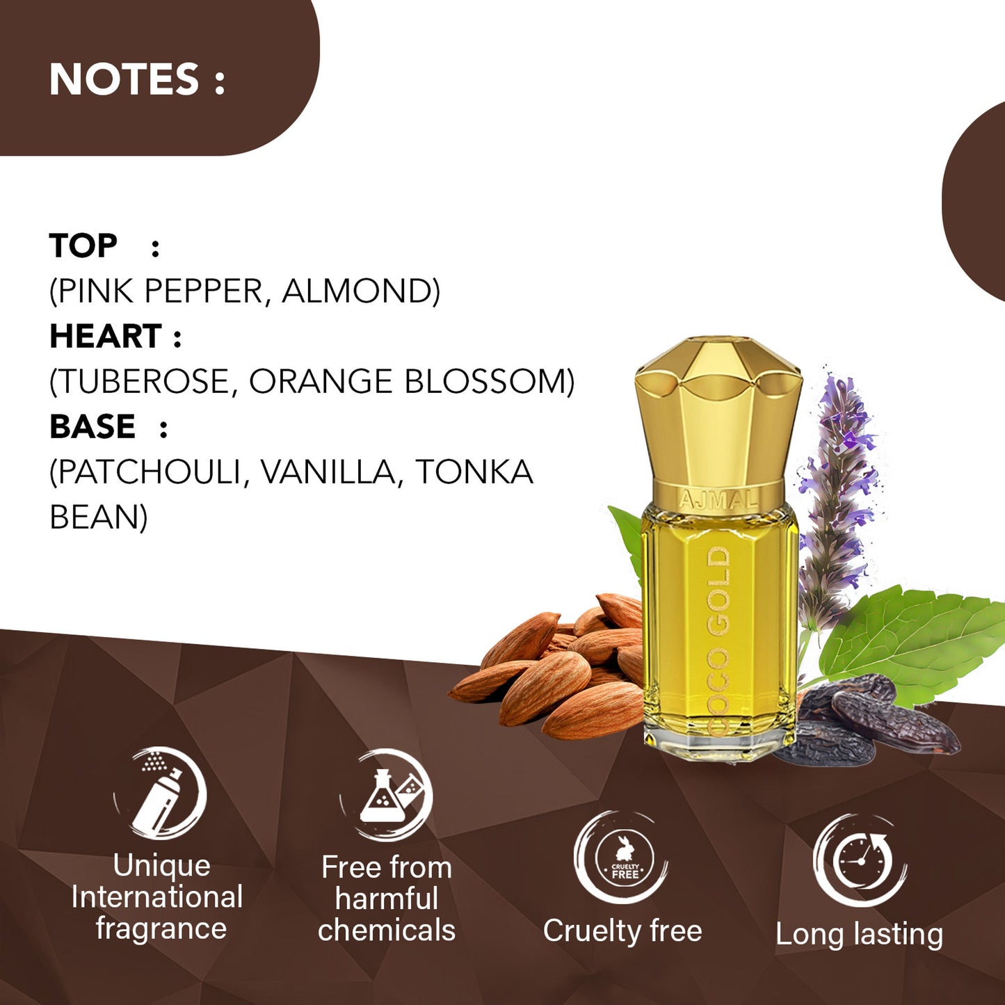 Ajmal India Coco Gold Attar Concentrated Perfume For Her - Dista
