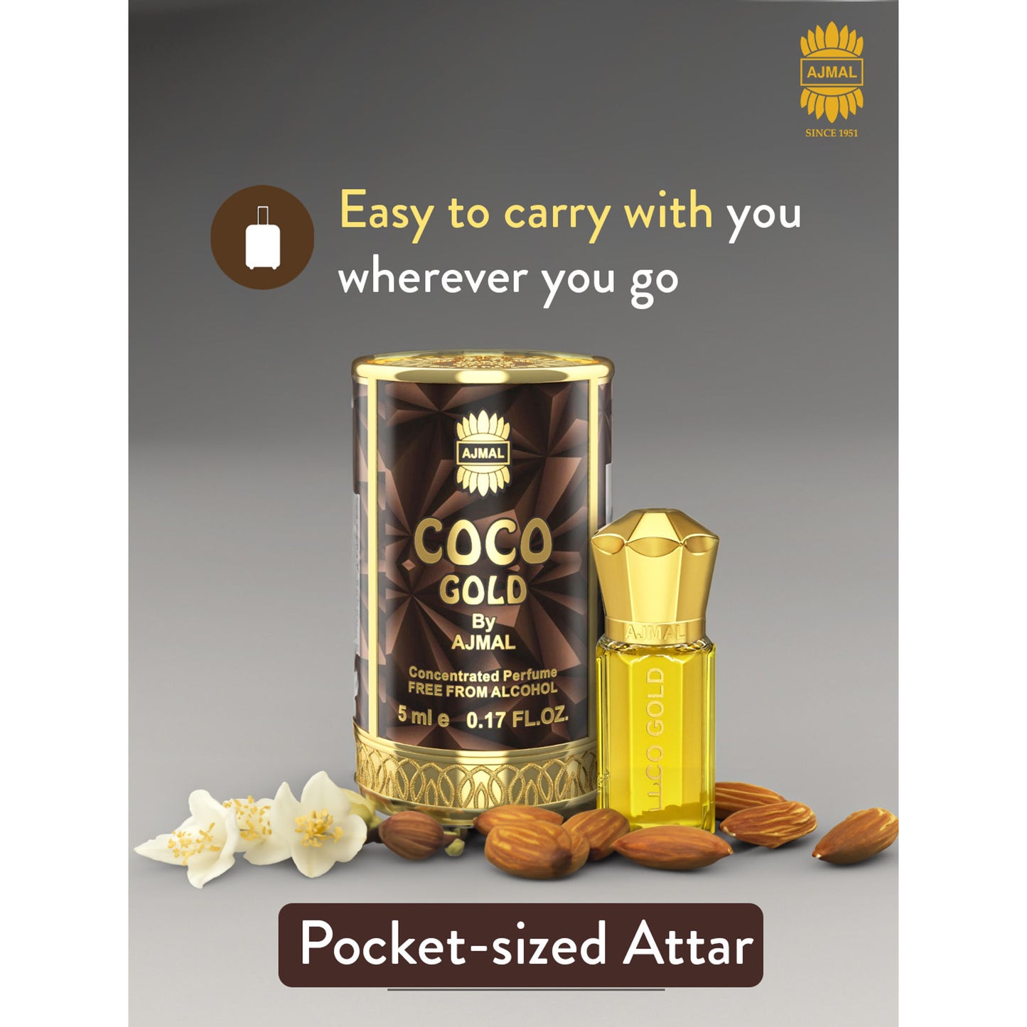 Ajmal India Coco Gold Attar Concentrated Perfume For Her - Dista