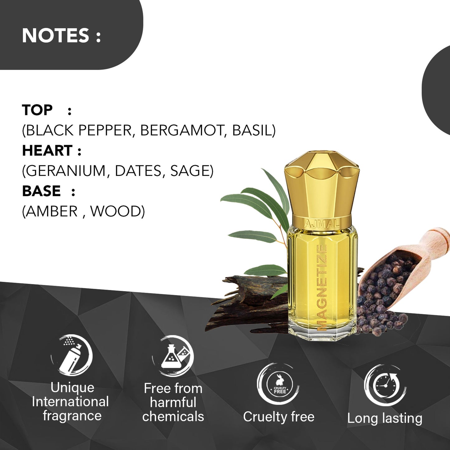 Ajmal India Magnetize Attar Concentrated Perfume For Him - Dista