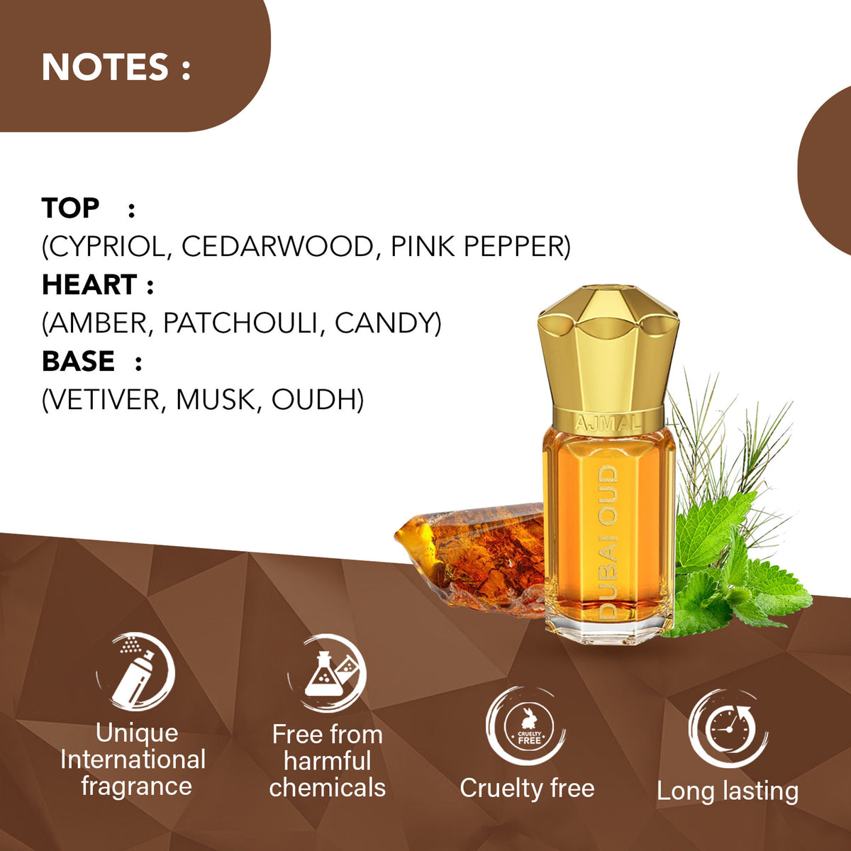 Ajmal India Dubai Oud Attar Concentrated Perfume For Her - Dista
