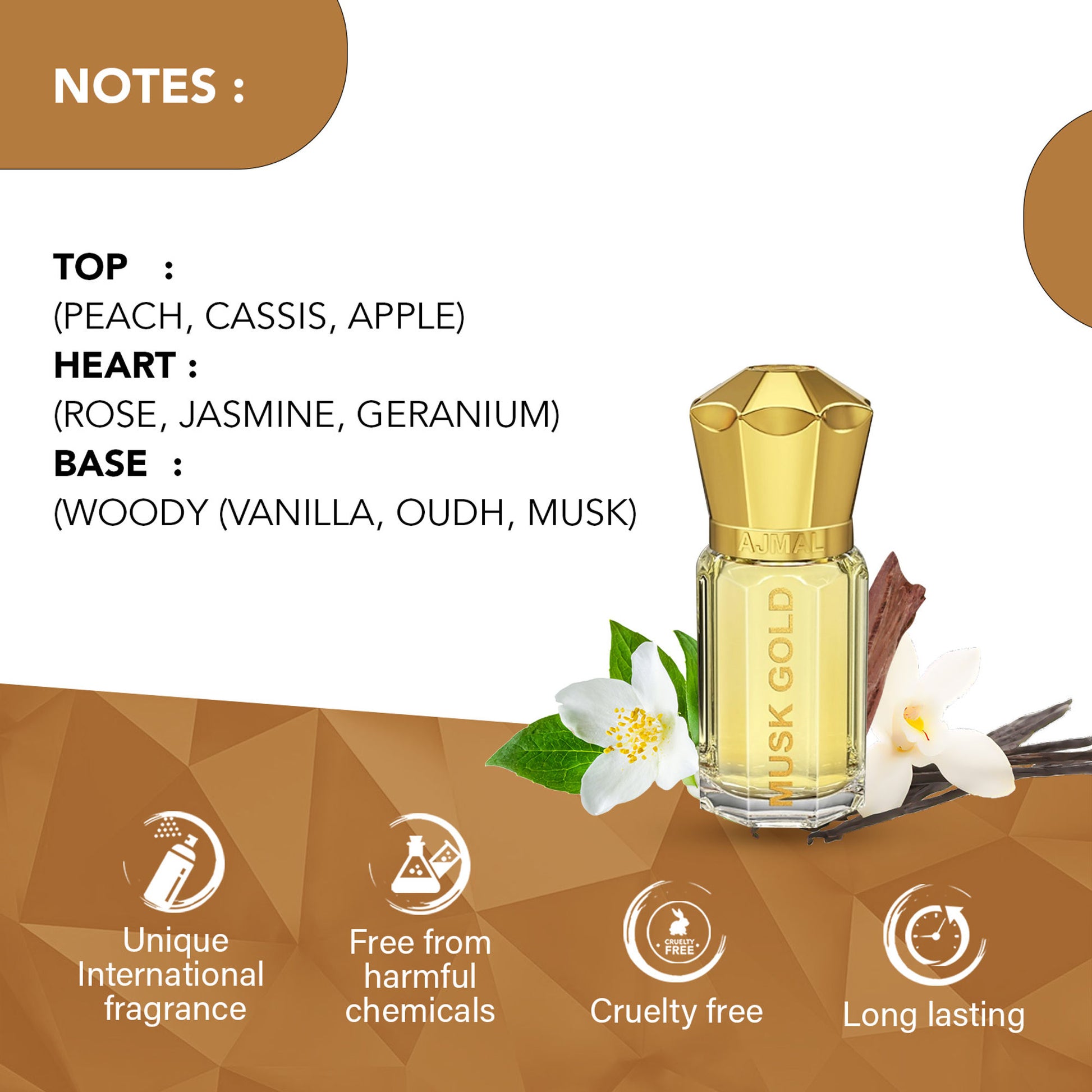 Ajmal India Musk Gold Attar Concentrated Perfume For Her - Dista