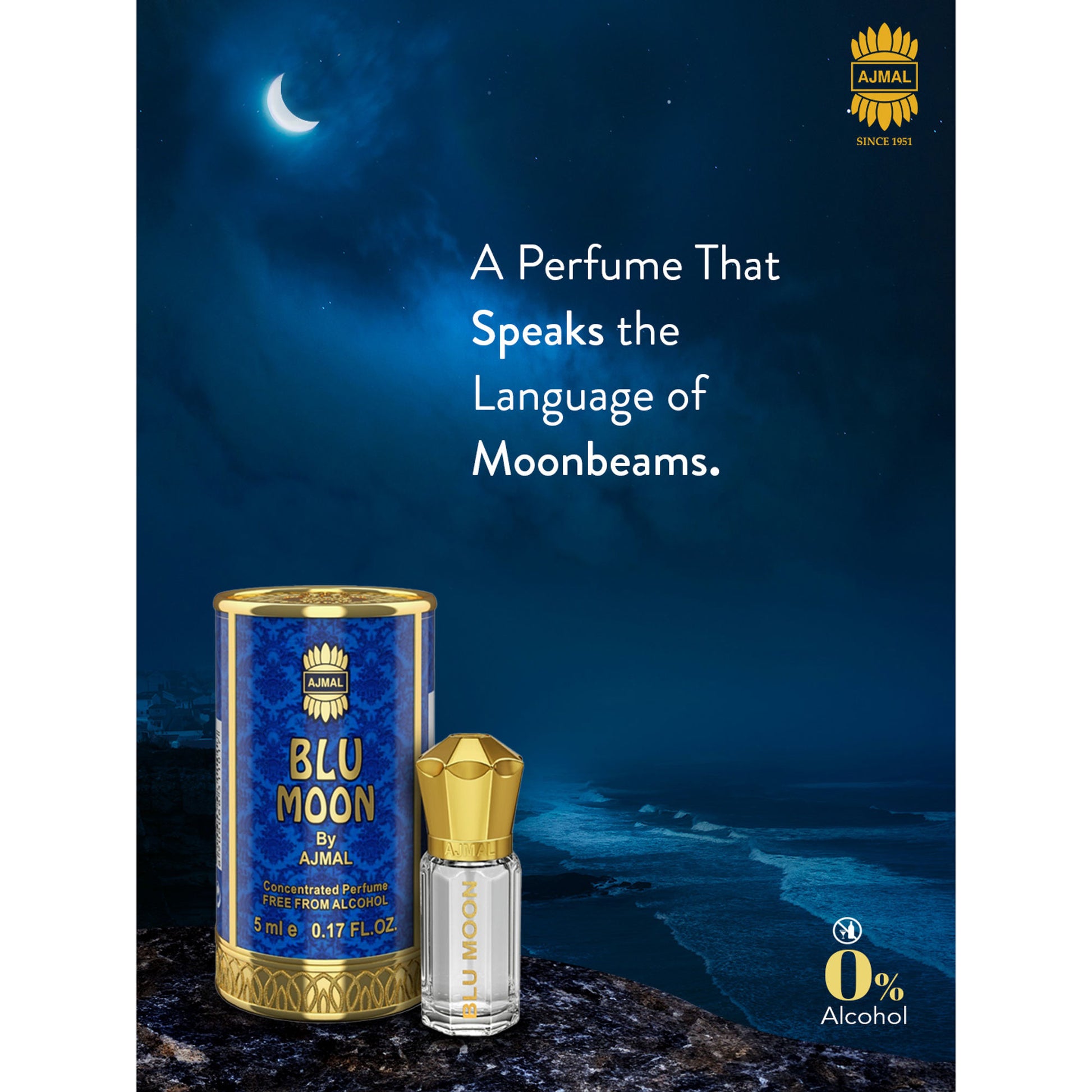 Ajmal India Blu Moon Attar Concentrated Perfume For Her - Dista